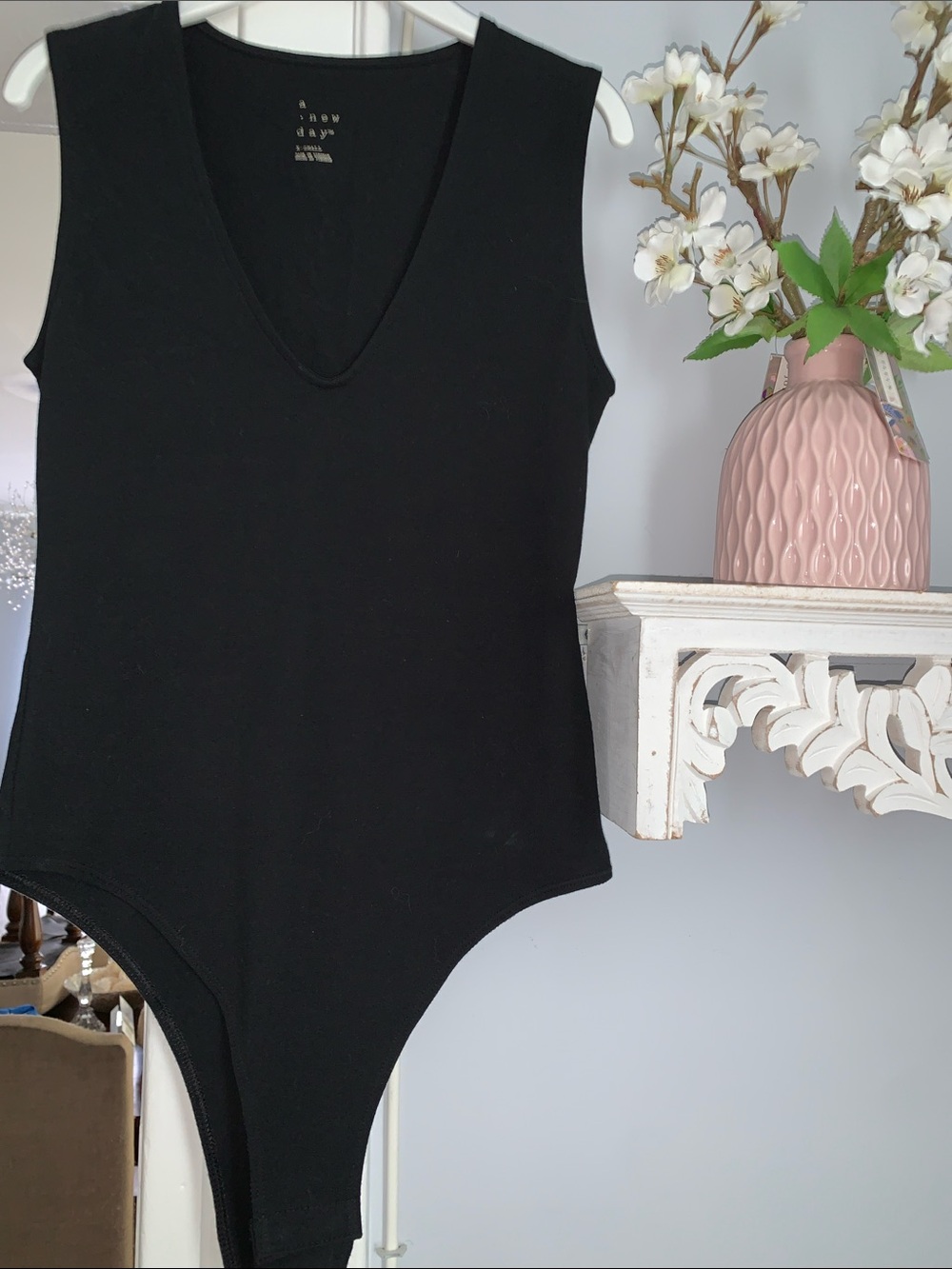 a new day Black Sleeveless V-Neck Bodysuit